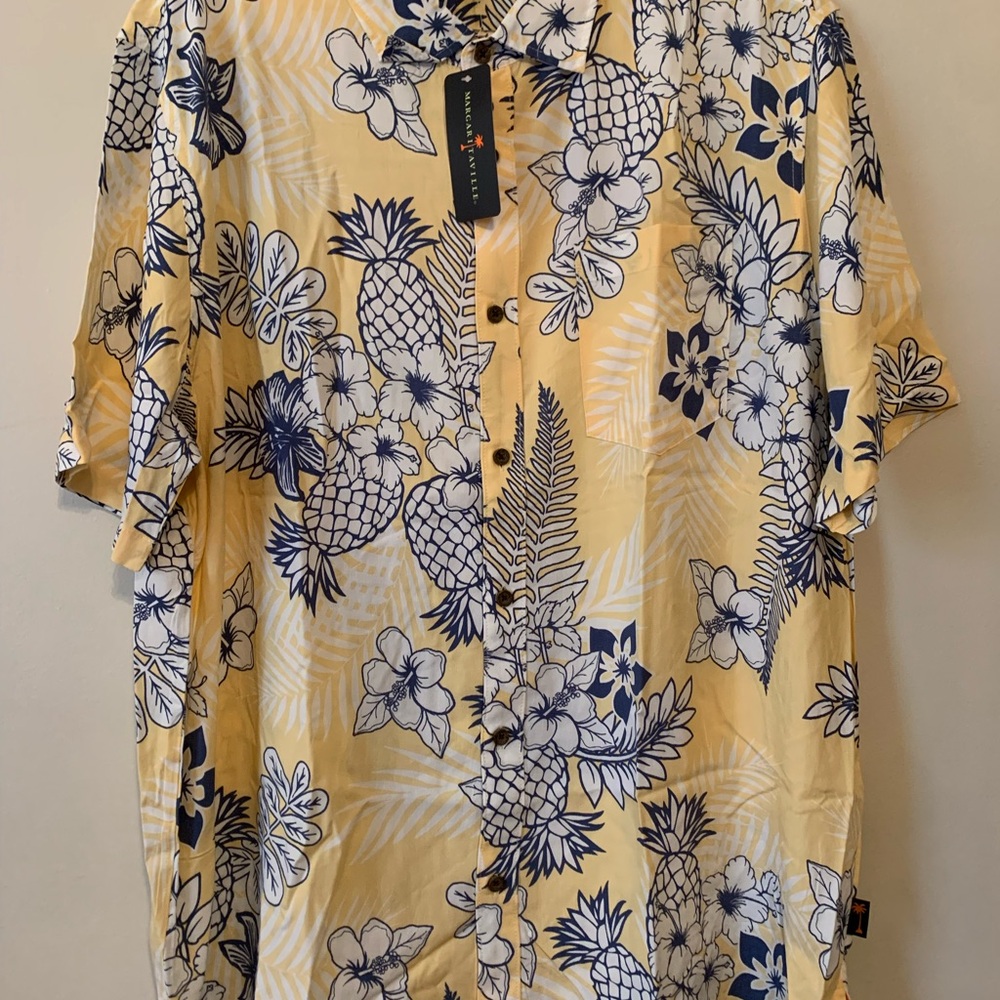 Margaritaville Tropical Yellow and Navy Shirt